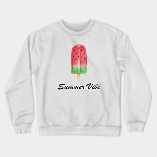 Summer Vibe, Watermelon Ice Pop, Hand Painted Watercolor Design Crewneck Sweatshirt